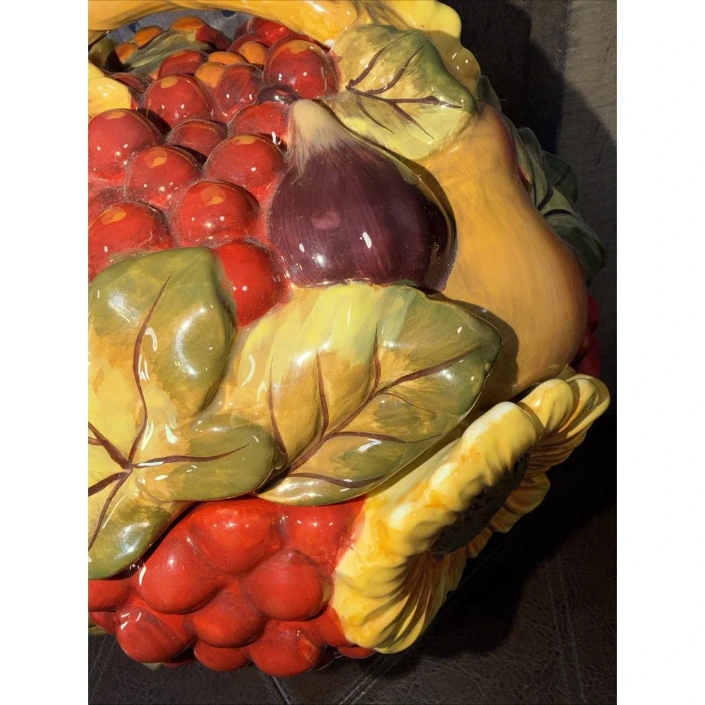 Vtg Certified International Pamela Gladding Windsor Fruit Basket Cookie Jar  12